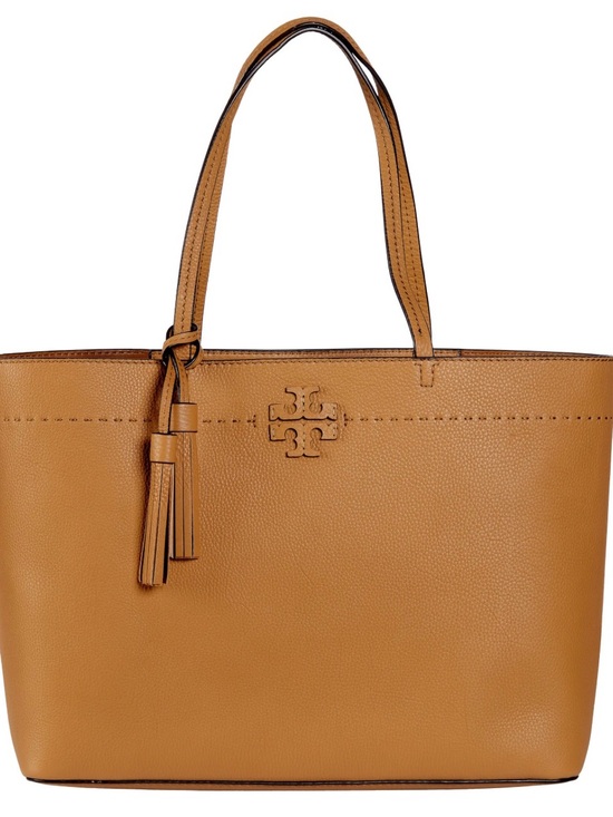 Tory Burch Handbags - Tory Burch McGraw Tan Leather Tote with Tassel and Logo